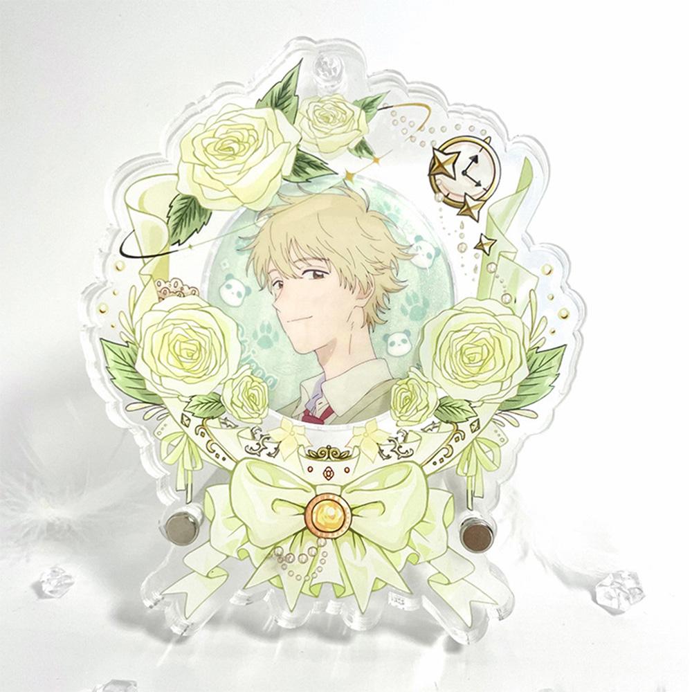 Simple 58/75MM Badge Photo Frame Acrylic Romantic Rose Photo Frame New Desktop Decoration Ornaments Badge Storage Display Stand