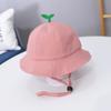Cute Baby Bucket Hat With Sprout Spring Summer Children  Drawstring Fisherman Hat Solid Color Boys Girls Beach Panama Sun Cap