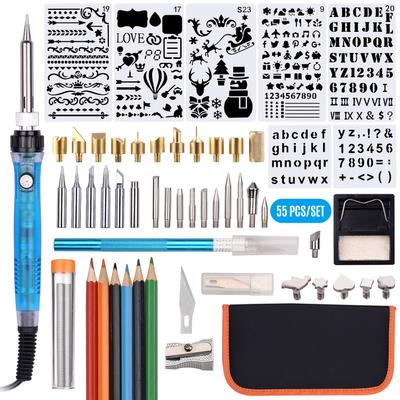 Kit di strumenti per la combustione del legno 55 pezzi Set di saldatori professionali con penna per pirografia, temperatura regolabile