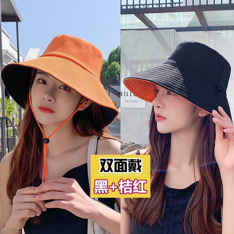 Fisherman's Hat Children's Spring and Autumn Outdoor Big Eaves Sunscreen Hat Versatile Double-sided Solid Color Foldable Sun Hat