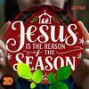 Jesus Metal Tin Sign Christmas Christian Wall Art Religious Wreath Red Gold Decor Lamb Silhouette Rustic Farmhouse Easy Hang Home Living Room Bedroom