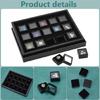 15Pcs Compact 3Cm Square Jewelry Storage Boxes With Clear Covers And PU Padding For Secure Gems Protections