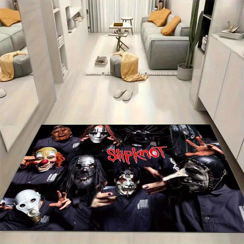 Slipknot Masked Band Members Group Area Rug Non Slip Mat, Rock Portrait Carpet for Heavy Metal Fan Home Decor