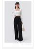 Spring Women's Slimming High Waist Loose Fit Black Straight Leg Pants