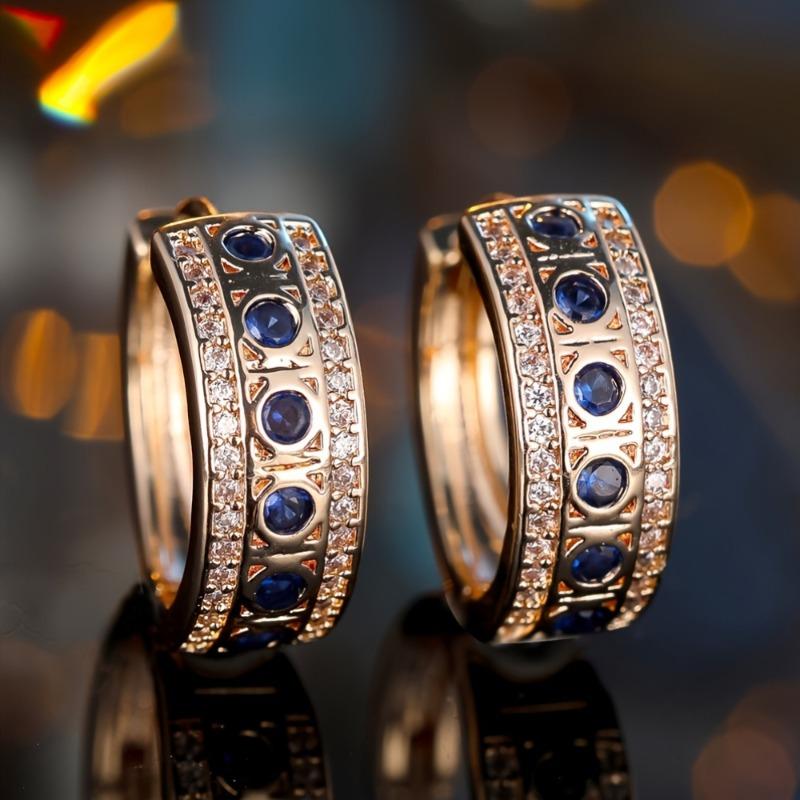 Süße Leichte Luxus Damen Blaue Zirkonia Ohrringe Damen Klassischer Jahrestag Schmuck Geschenk Hochzeits Schmuck