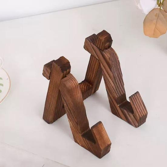 Wooden Book Stand for Reading, Adjustable Tablet Cookbook Holder, Foldable Desktop Display Rack for Music Records Art Print