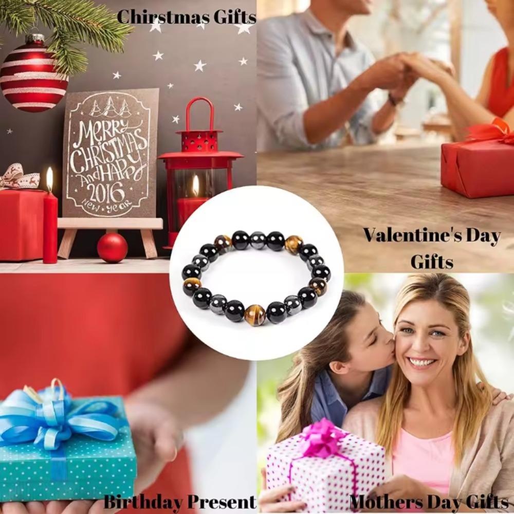 Natürliche schwarze Obsidian-Hämatit-Tigerauge-Perlen-Armbänder für Männer zum magnetischen Gesundheitsschutz für Frauen Seelenschmuck Pulsera Hombre