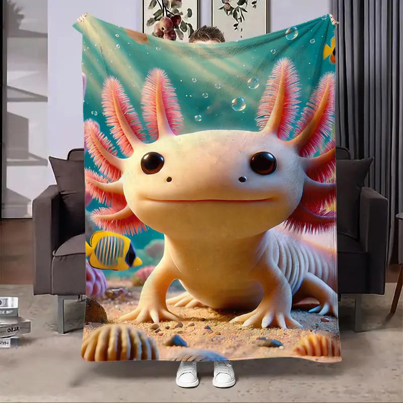 8 Sizes Cute Axolotl Printed Blanket Warm Soft and Comfortable Home Travel Blanket Sofa Bedding Cover Blanket Kids Gamer Gift