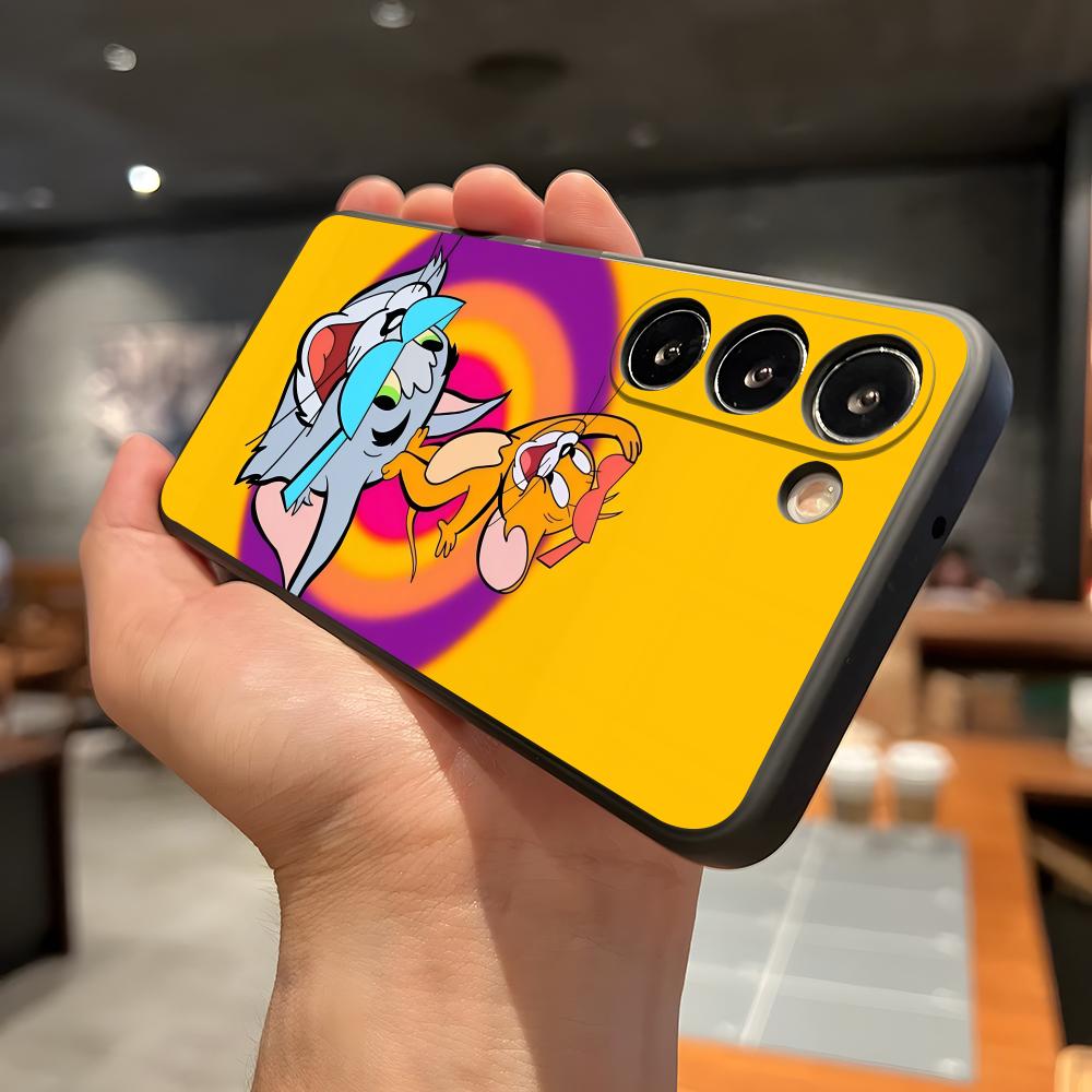 AniME-T-Tom And J-Jerry Kawaii Phone Case For Samsung A56 A36 A26 A16 A15 A25 A35 A55 A14 A34 A24 A54 Black Soft Shell