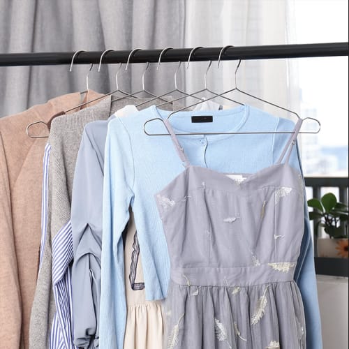 Large Stainless Steel Hangers, 50cm x 45cm, Wide, for Laundry, XL, XXL, 3XL, Coats, Indoor Drying, Large Pants, and Oversized Clothes (Pack of 10, 50c