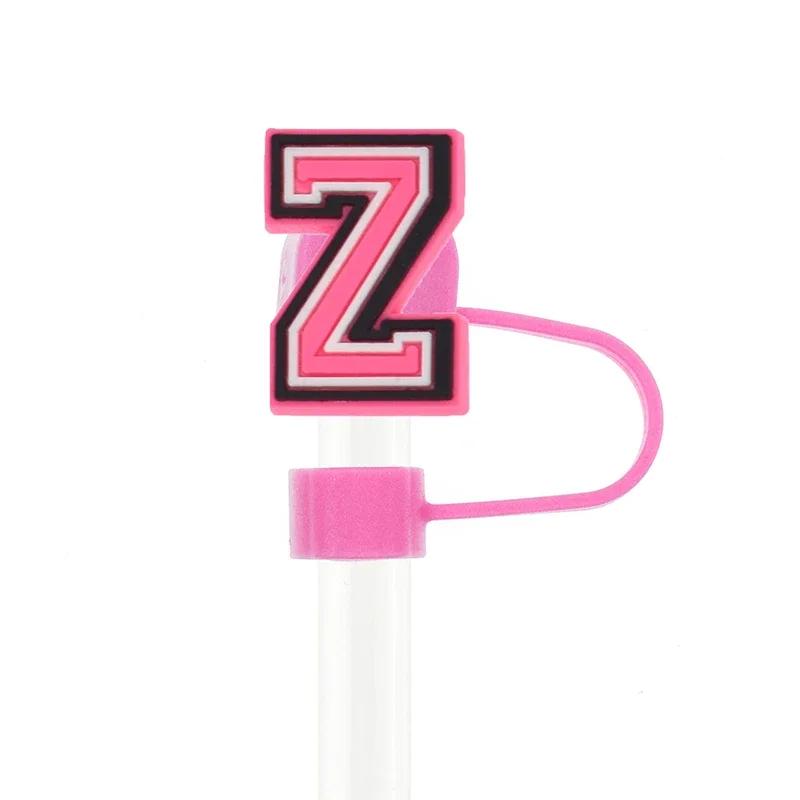 1PC Pink Letter PVC Straw Covers Cap Compatible For Most 30&40Oz Cup 10mm Straw Toppers Reusable Splash Proof Straw Caps