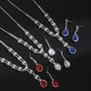 2026 Fashion Versatile Temperament Clavicle Chain Light Luxury Premium Neck Chain Water Drop Pendant Fringed Earrings Necklace Set