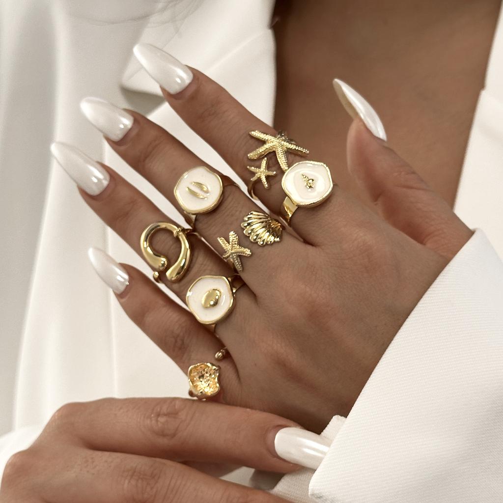 5-10 Pcs/Set Fashion Gold Color Irregular Geometric Open Rings For Women Men Vintage Punk Metal Knuckle Joint Ring Party Jewelry