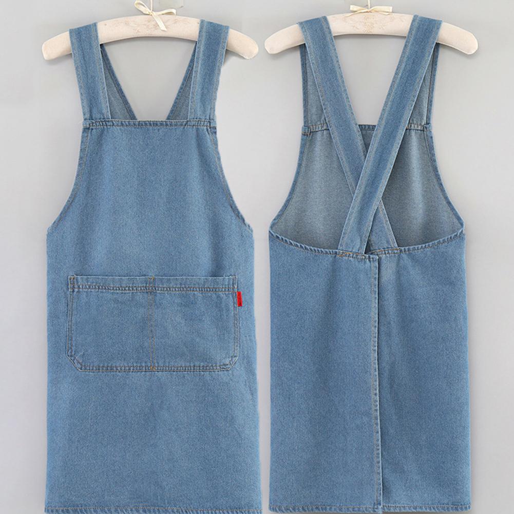 1 PIÈCE Tablier de Cuisine en Jean Lavé Épais pour la Maison Serveur de Restaurant Coiffeur Vêtement de Travail Accessoire Confortable Décontracté Durable