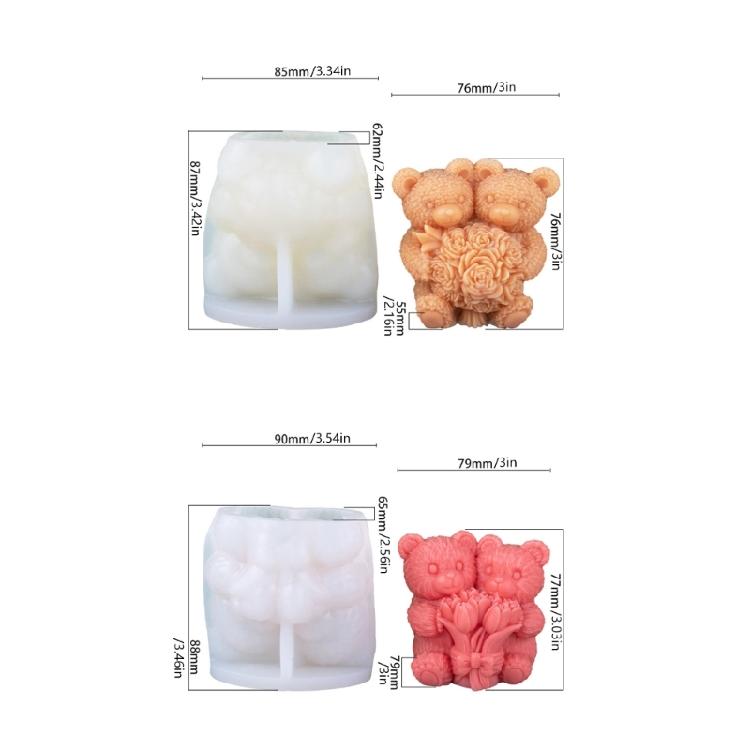 Bear Candle Mold for Candle Making,Silicone Candle Mold Bear Epoxy Resin Casting Molds for Diys Crafts,Candle,Soap