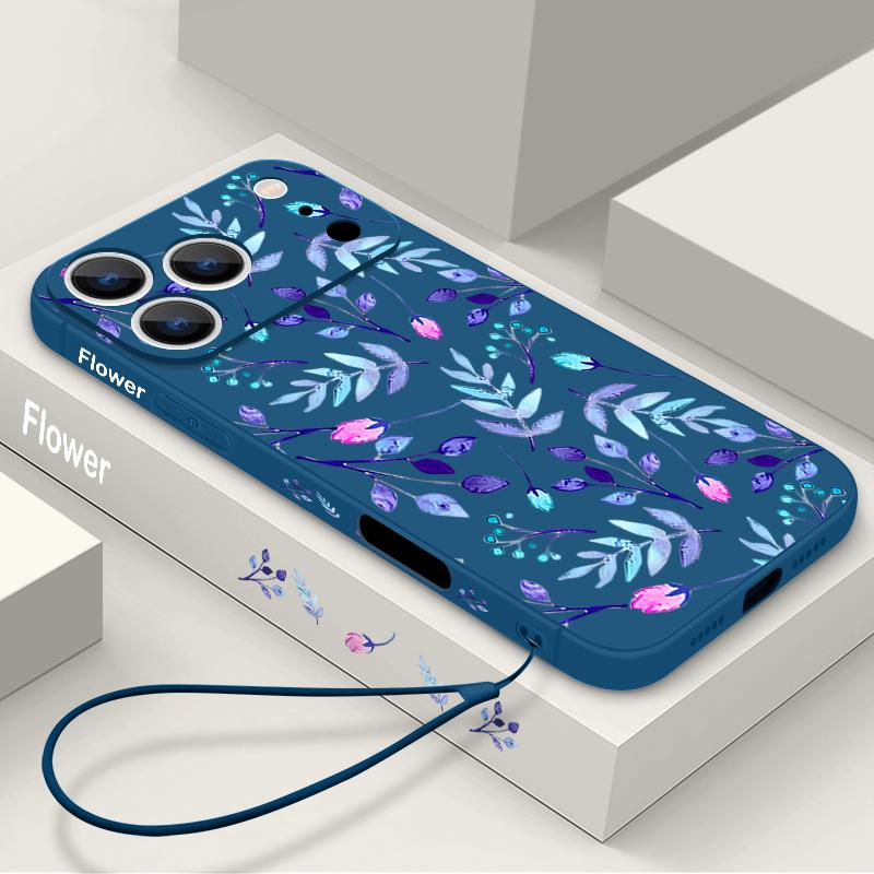 Colorful Leaves Case For iPhone 17 Pro Case for iPhone 17 16 15 14 13 17 Pro Max 16e 15 16 Plus Shockproof TPU Silicone Lanyard Phone Cover
