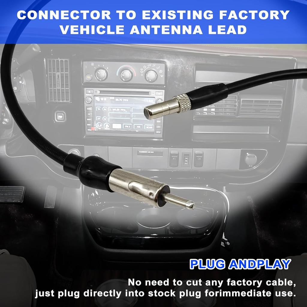 Car Radio Antenna Adapter Male Plug Stereo FM AM Upgrade Suit - Compatible with 2006-2014 GM Chevrolet GMC Cadillac Pontiac