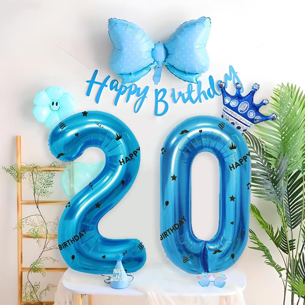 40 Inch Blue Foil Balloon Number 26,Crown 26th Birthday Party Decorative Balloons,Number Large Numbers Balloon 26,Girls Boys 26th Birthday Decoration