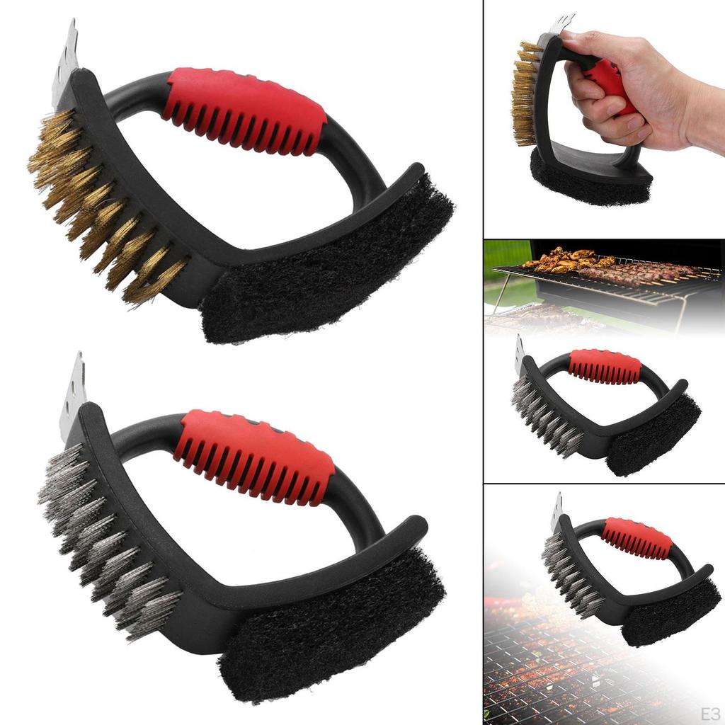 Barbecue Brush, Outdoor Grill Heavy Duty Portable 3 in 1 Double Sided Cleaning Brush