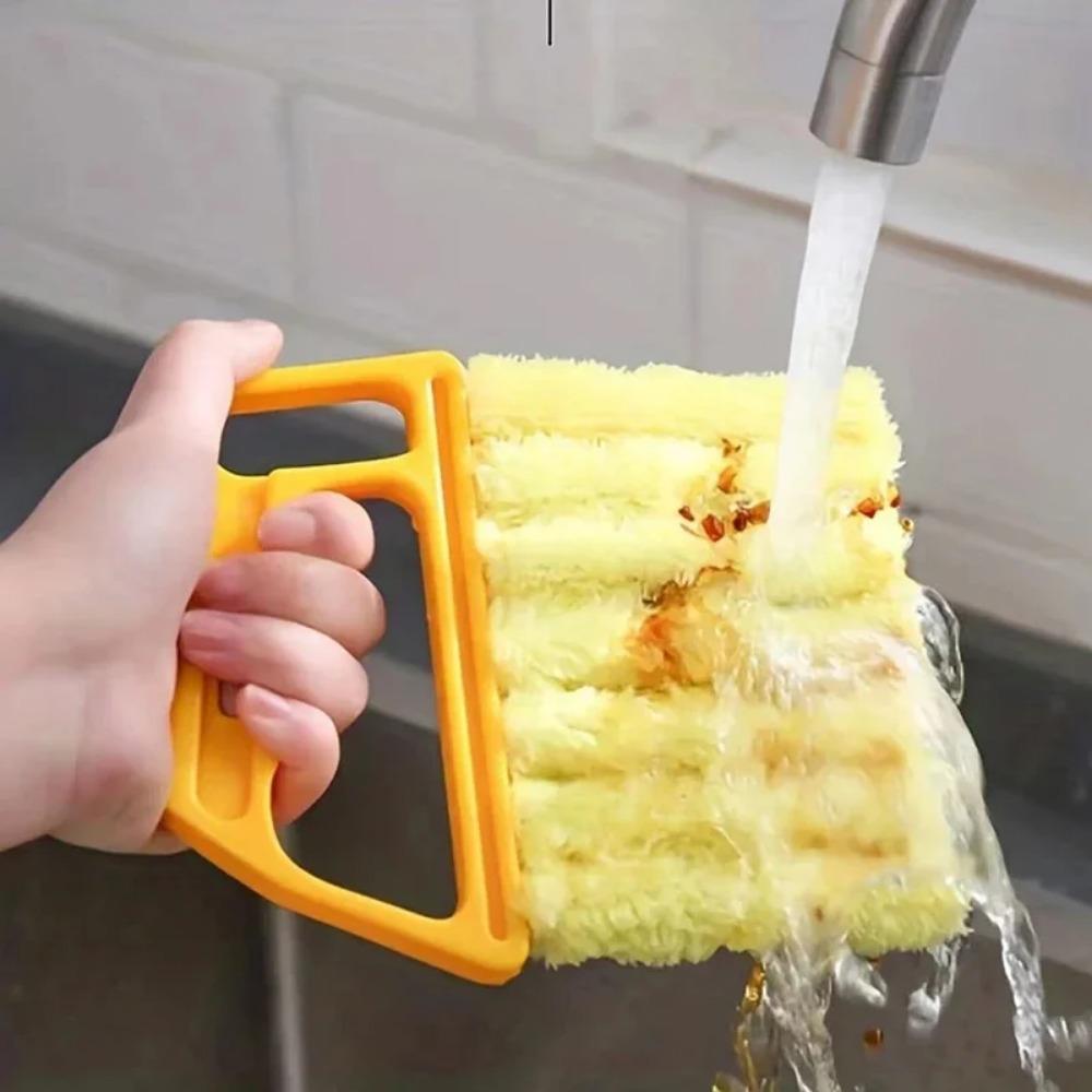 1Pc Window Cleaning Brush Microfiber Air Conditioner Cleaning Duster Cleaner Wash Venetian Blind Blade Cleaning Cloth Kitchen Tool