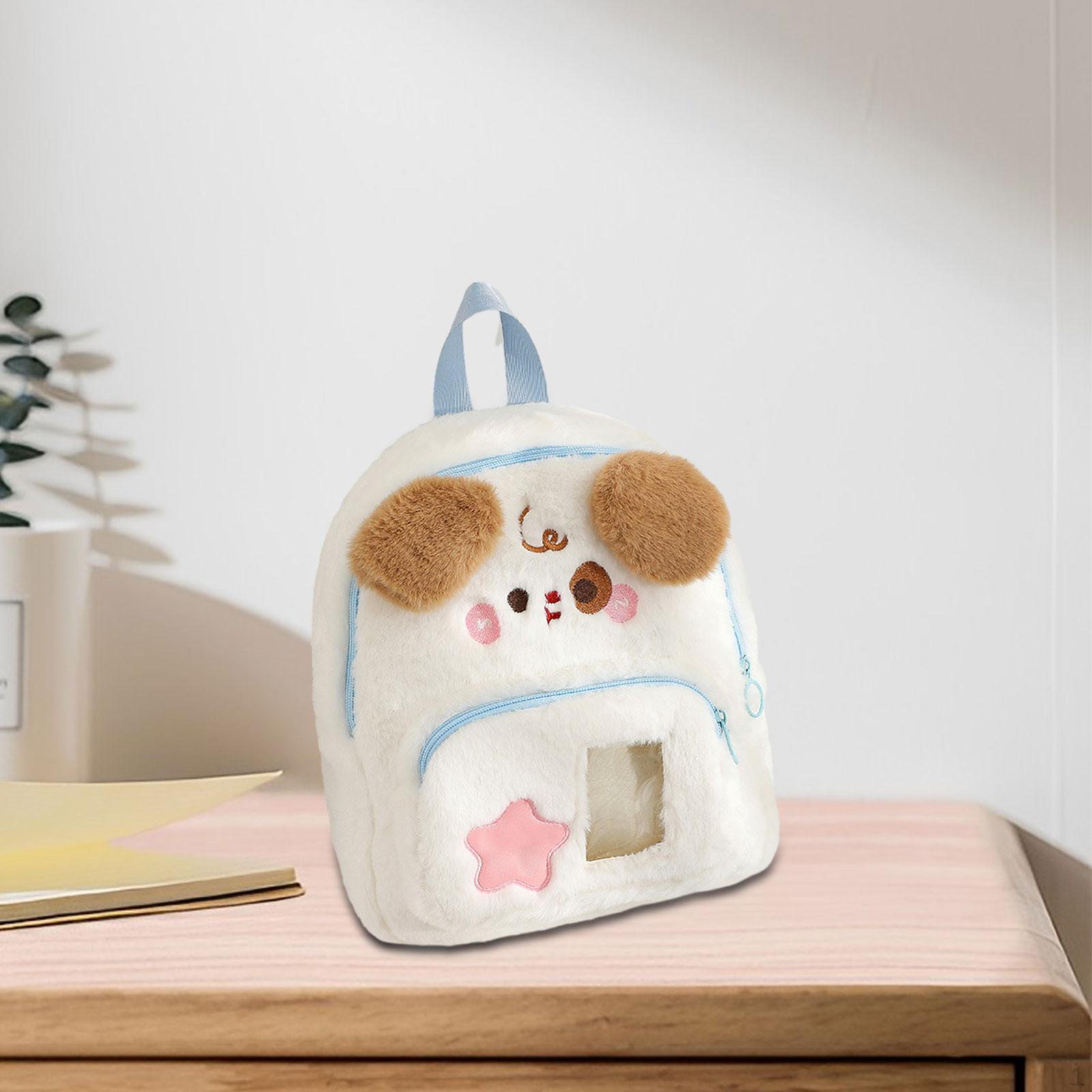 

Plush Backpack Casual Fashion Soft Bag for Women Girls Boys College Teens White Puppy