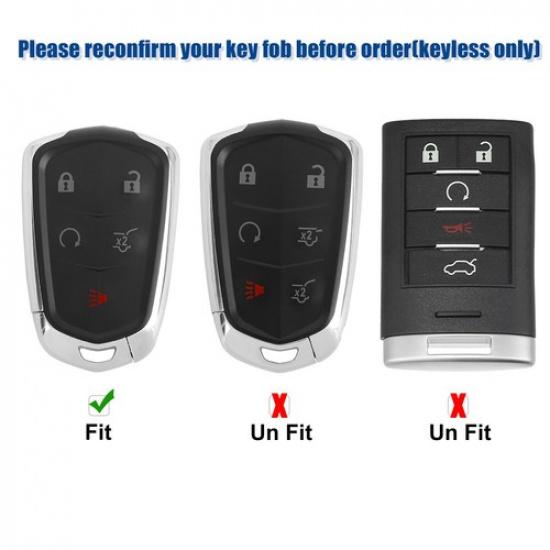 5 Buttons Key Fob Cover with Keychain Fit for Cadillac Escalade ESV - Pack of 1
