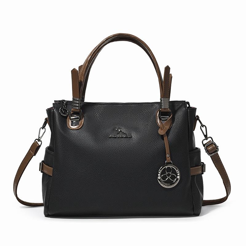 

Fashion Soft Leather Tote Bag - Handbag for Moms - Large Capacity - Single Shoulder Strap - Crossbody Bag чёрный