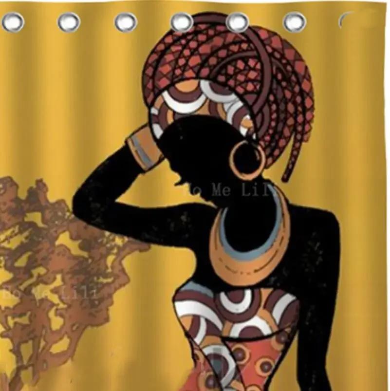 Modern African Ethnic Woman Sexy Girl Sunset Background Painting Shower Curtain By Ho Me Lili With Hooks Decoration Bathroom