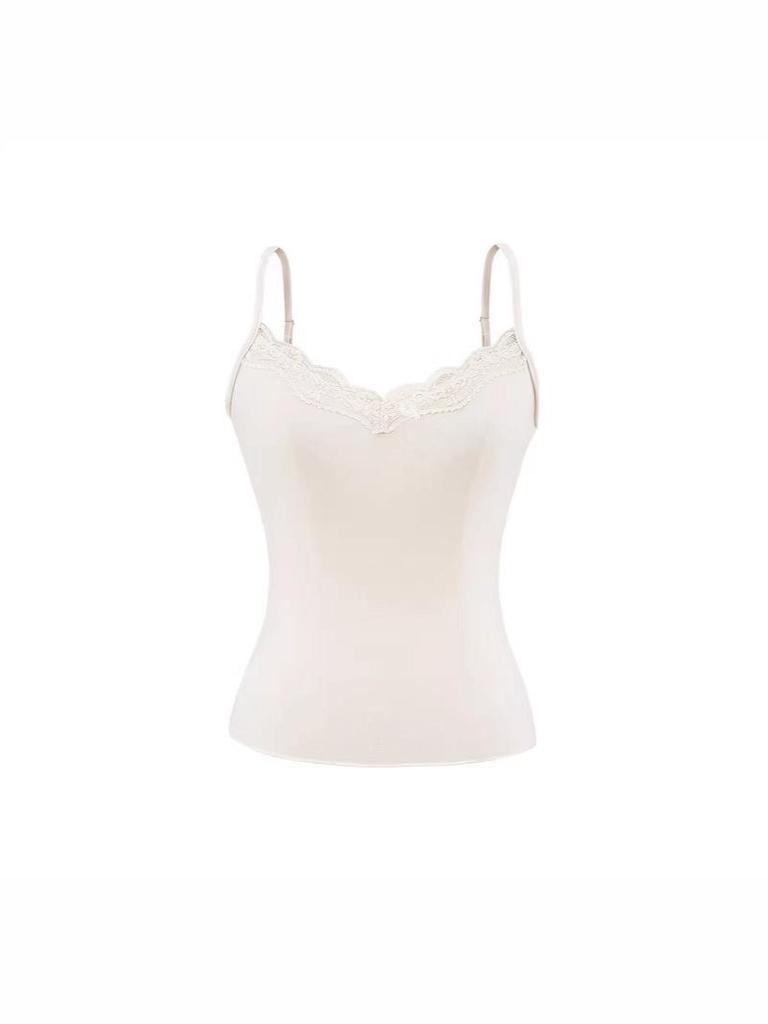 Women's Sexy Lace Camisole & Deep V-Neck T-Shirt Two-Piece Set