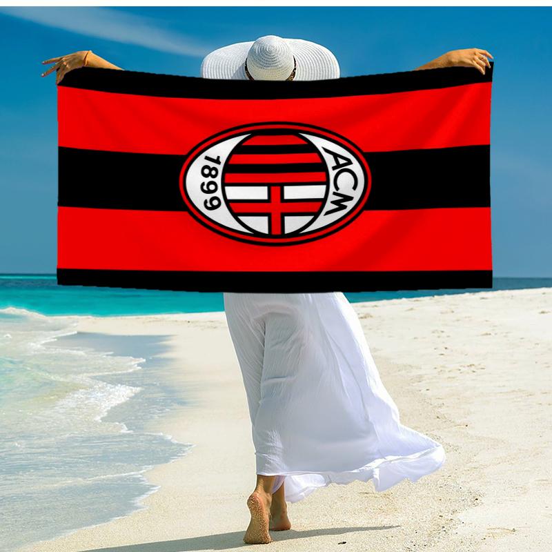 Ultra-Soft Beach Towel with AC Milan Theme,Ideal for Pool - Camping, Diving - Perfect Travel Essential, Vibrant Beach Towel.