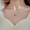 Dropshipping Silver Broken Ice Red Cinnabar Necklace for Women with Light Luxury Simple Sweater Chain