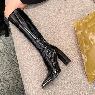Stiefel Damen Winter 2025 Neue Lange Skinny Stiefel Hoher Absatz Dicker Absatz Aber Kniehohe Ritterstiefel