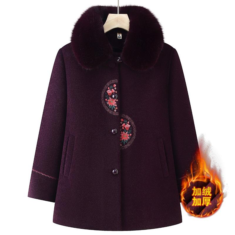 

Бабушкина зимняя одежда флисовое пальто для пожилого мужчины и матери осенне-зимнее шерстяное пальто одежда для пожилой женщины утолщенная 5XL [recommended 150-80kg] фиолетовый