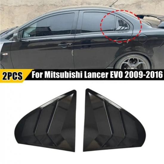 For Mitsubishi Lancer EVO 09-16 Gloss Black Side Vent Window Louver Cover Trim M