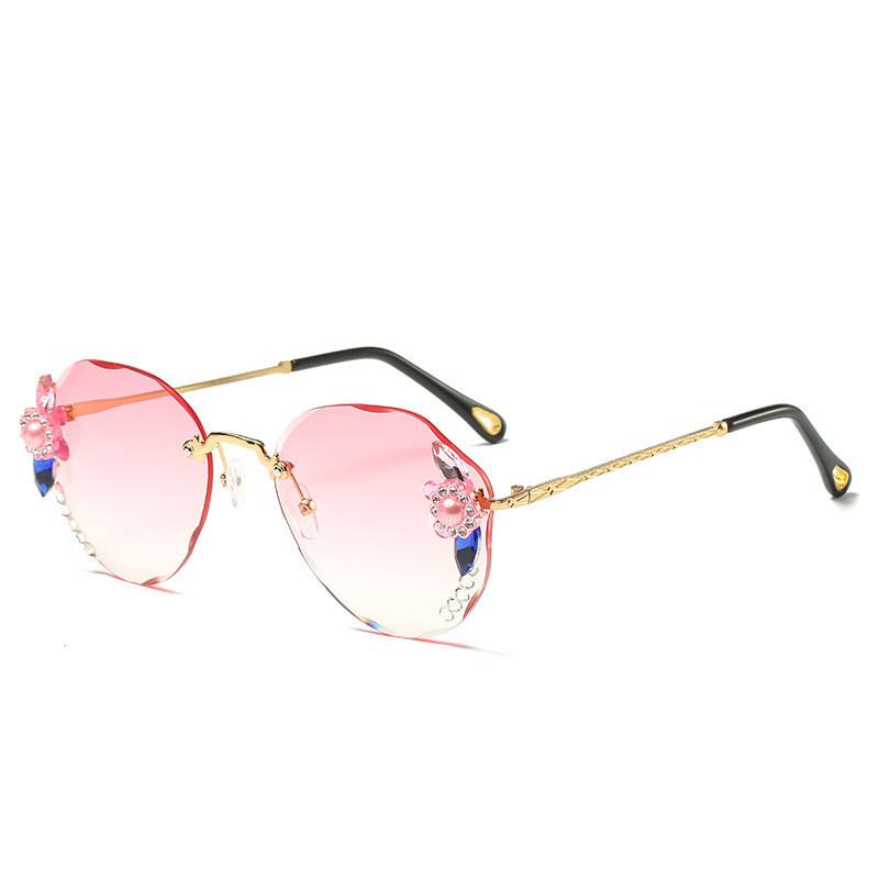 Tyh-8862 Sparkling Crystal Sunglasses Uv400 Resin Lens Metal Frame Large Frame Shades StyleF