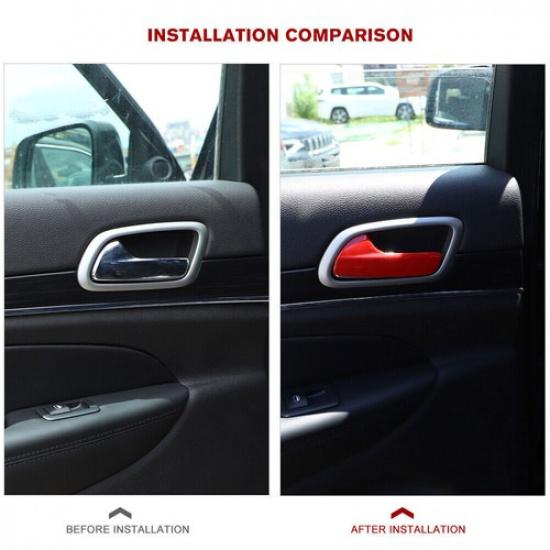 4x Door Handle Decor Cover Trim Bezels Frame for Jeep Grand Cherokee 2011+ Red