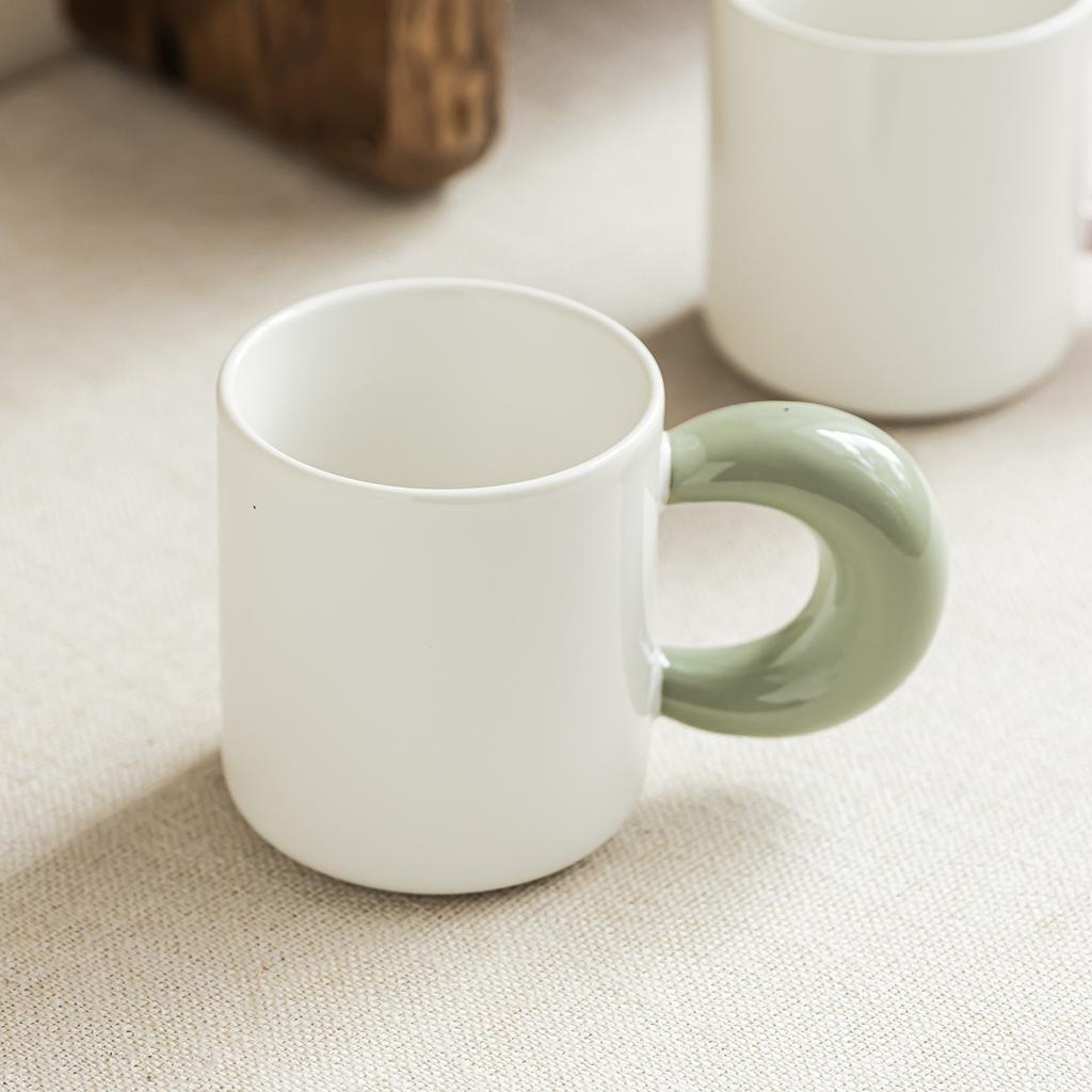 Contrasting Color Handle Cup Ceramic Mug Water Cup Simple Style Coffee Cup Household Teacup Breakfast Cup