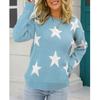 Dunhuang Women's Knit Sweater - Star Pattern, Round Neck, Long Sleeve, Casual Loose Fit.