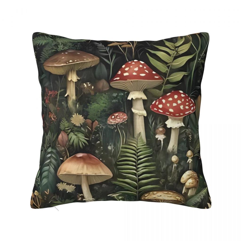 Mushroom Cartoon Pillow Case Forest Plant Cushion Cover Novelty Zippered Decorative Throw Pillow Case Cover for Living Room
