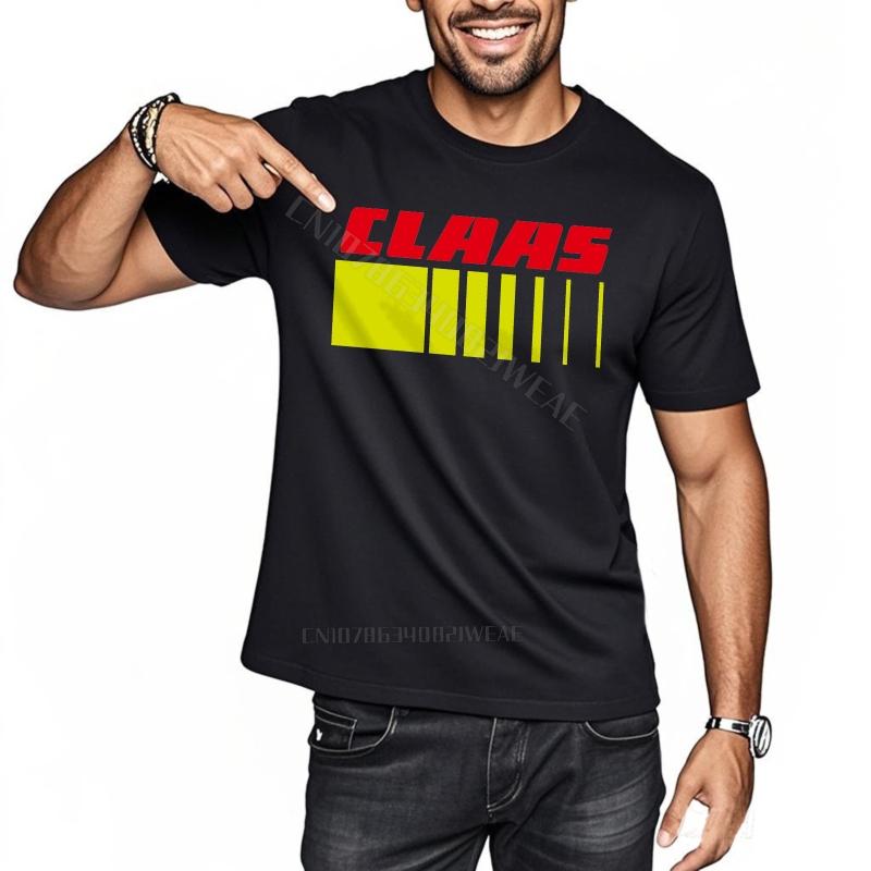 T-Shirts für Unisex Vintage Rundhals-T-Shirt Claas Logo Auf Schwarz Tägliches Tragen Trendiges T-Shirt Mode Bequem Rundhals-T-Shirt