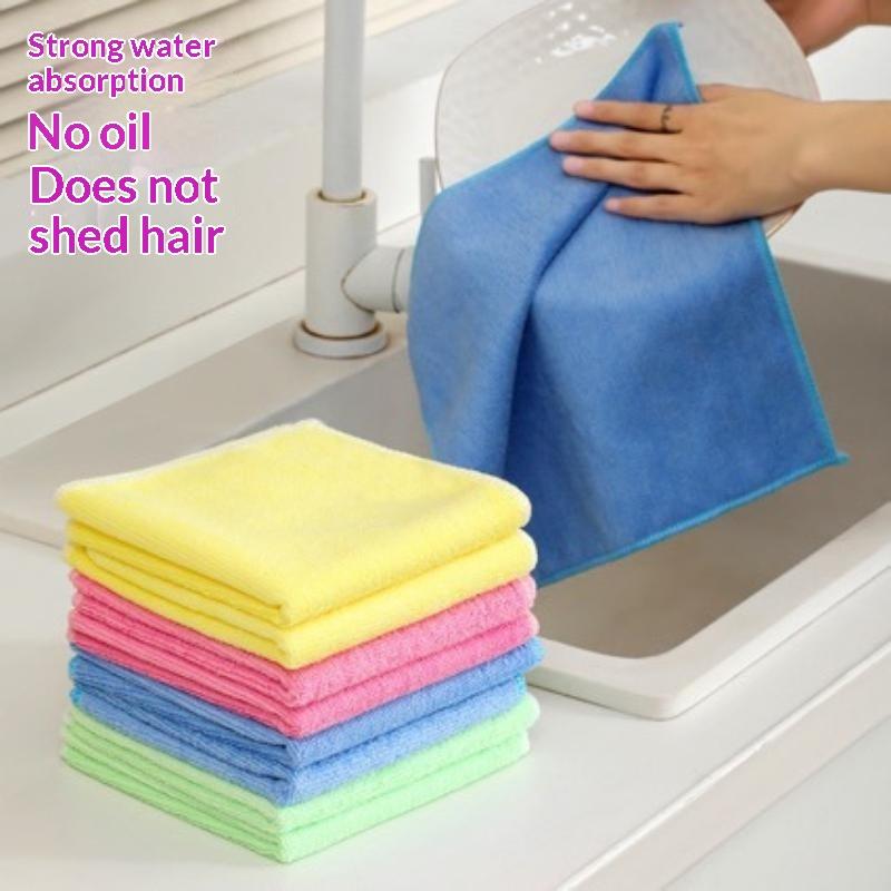 5 PCS Bamboo Fiber Dish Washing Cloths Super Absorbent Lint Free Streak Free Reusable Towels for Kitchen Household Daily Cleaning