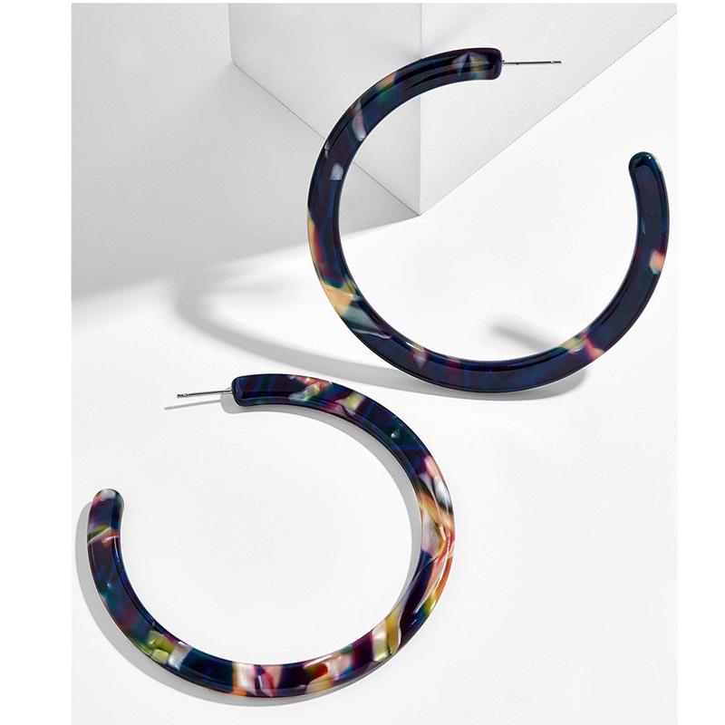 oversized acrylic earrings exaggerated acetic acid C-type hawksbill leopard print Hong Kong style basic classic stud earrings