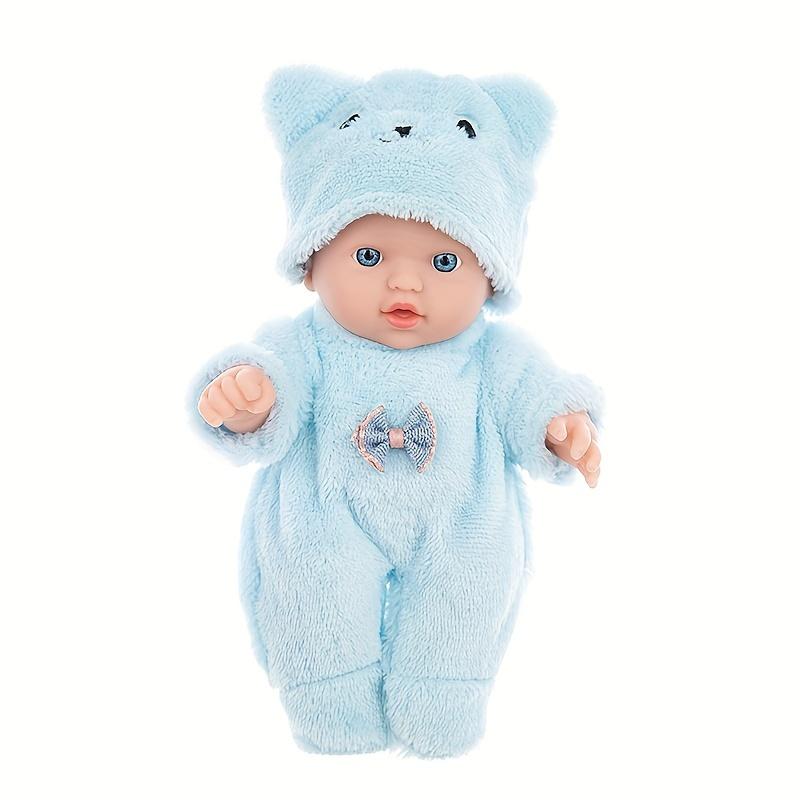 Lifelike Reborn Baby Dolls Realistic Cute Smile Newborn Baby Doll Toy with Plush Cloth Bear Hats for Kid Boys Girls Pink & Blue
