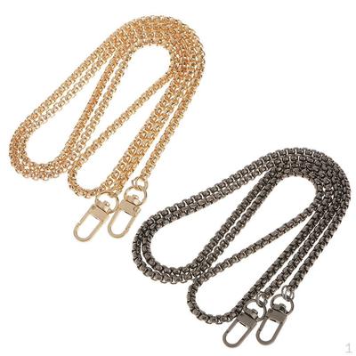 2 Pieces Replacement Thin Metal Shoulder Strap 120 Cm Purse Chain