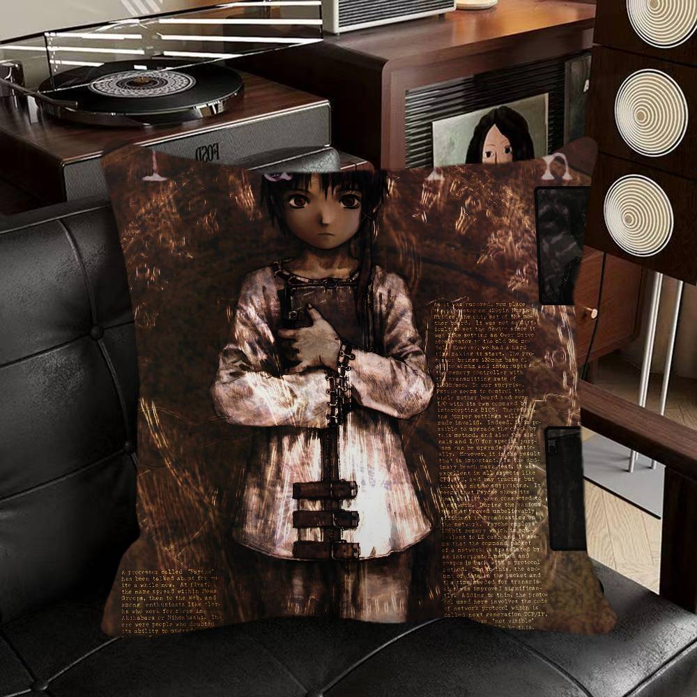 Anime S-Serial Experiments L-lain Pillow Case Square Pillow Bedroom Sofa Leisure Comfort Cushion Car Home Decoration
