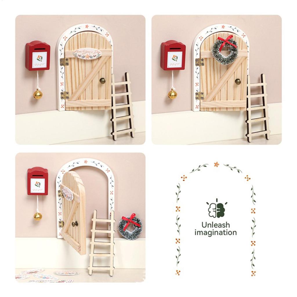 Fairy Garden Door Christmas Miniature Home Decor Small Garden Ornament Doll House Kit For Playroom Living Room Classroom Table