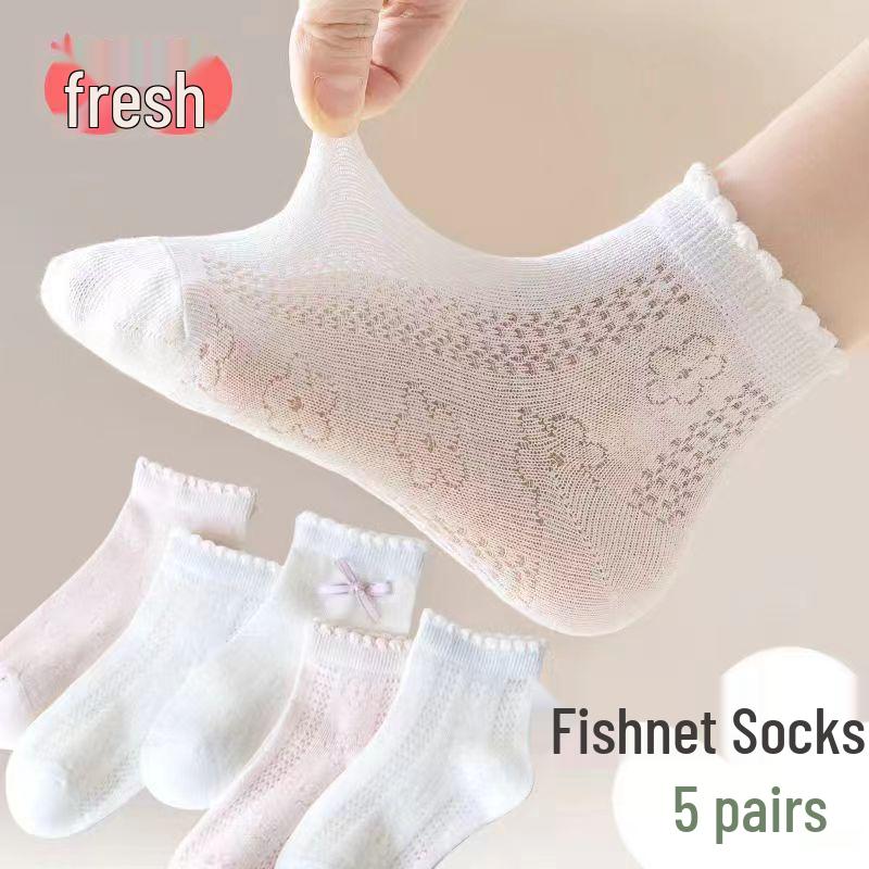 Calcetines Rosas de Princesa para Niñas: Diseño de Conejo de Encaje Otoño e Invierno