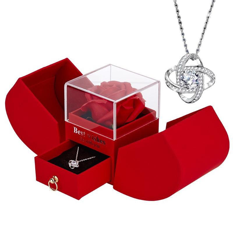 

Elegant 100-Language I Love You Necklace with Red Rose & Heart Pendant in Luxury Gift Box - Valentine s Day, Mother s Day