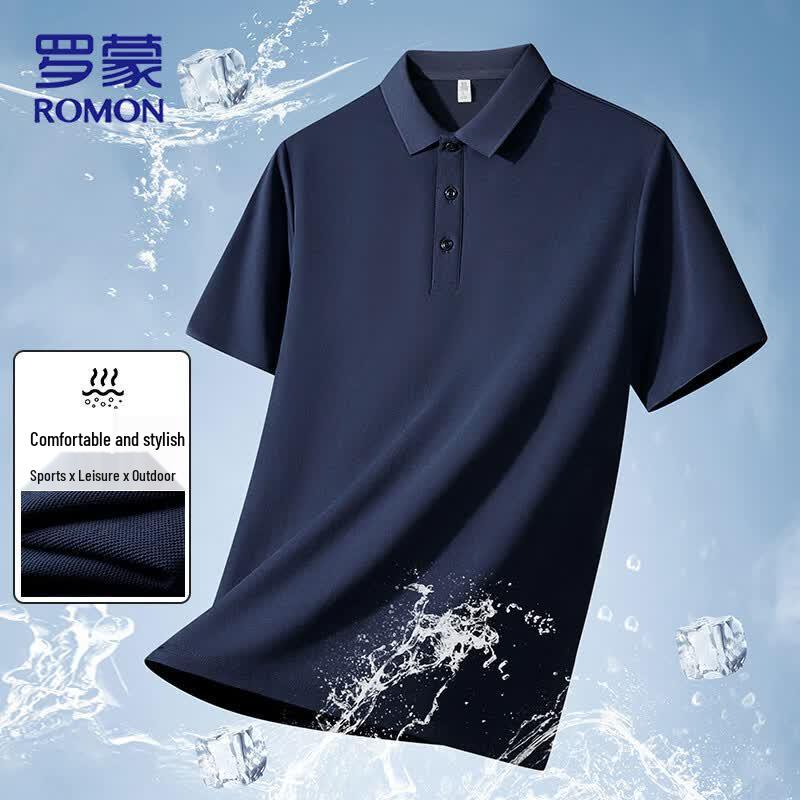 ROMON Men s Solid Short Sleeve Polo Shirt M