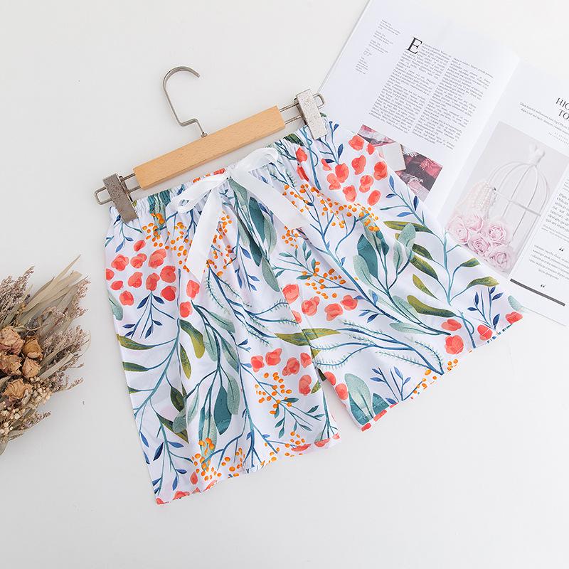Women's Summer Cotton Silk Drapey Floral Shorts with Elastic Waist
